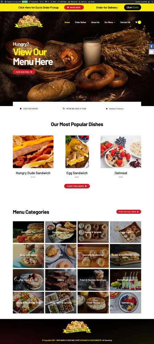 Bagels Your Way Cafe website