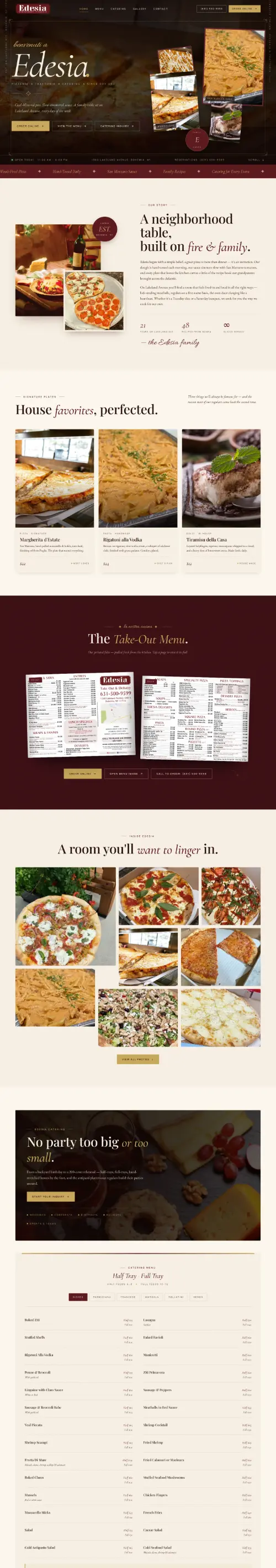 Edesia Pizzeria & Restaurant website