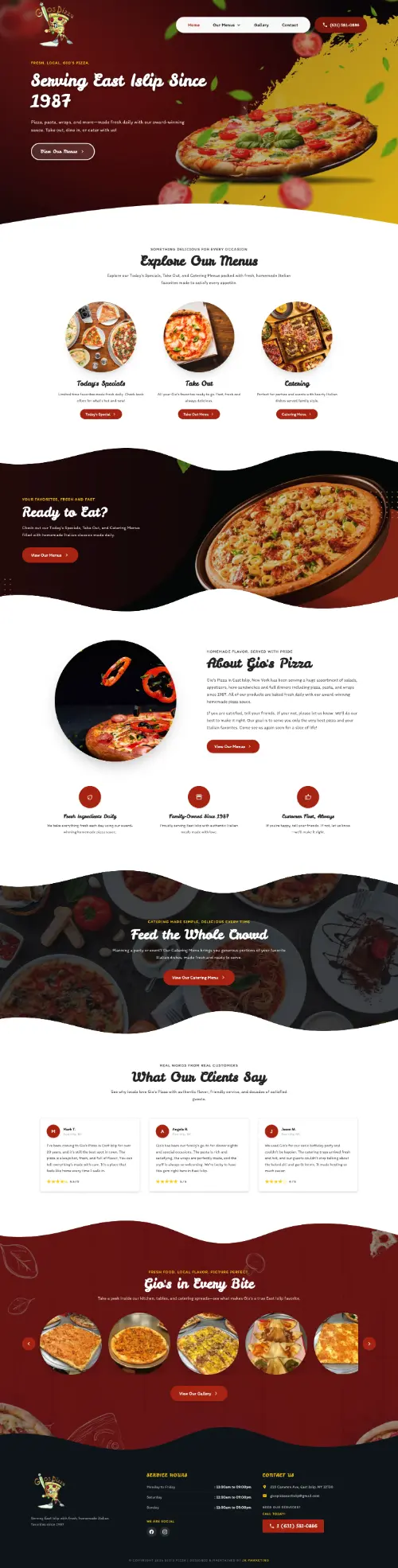Gio's Pizza website