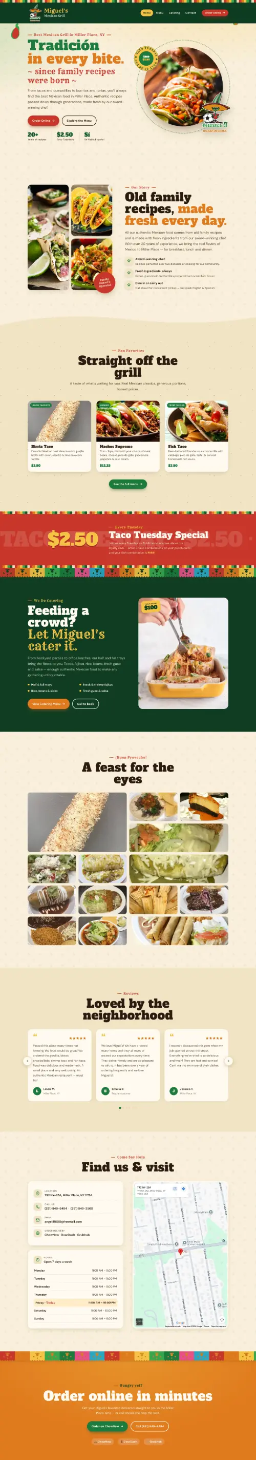 Miguels Mexican Grill website