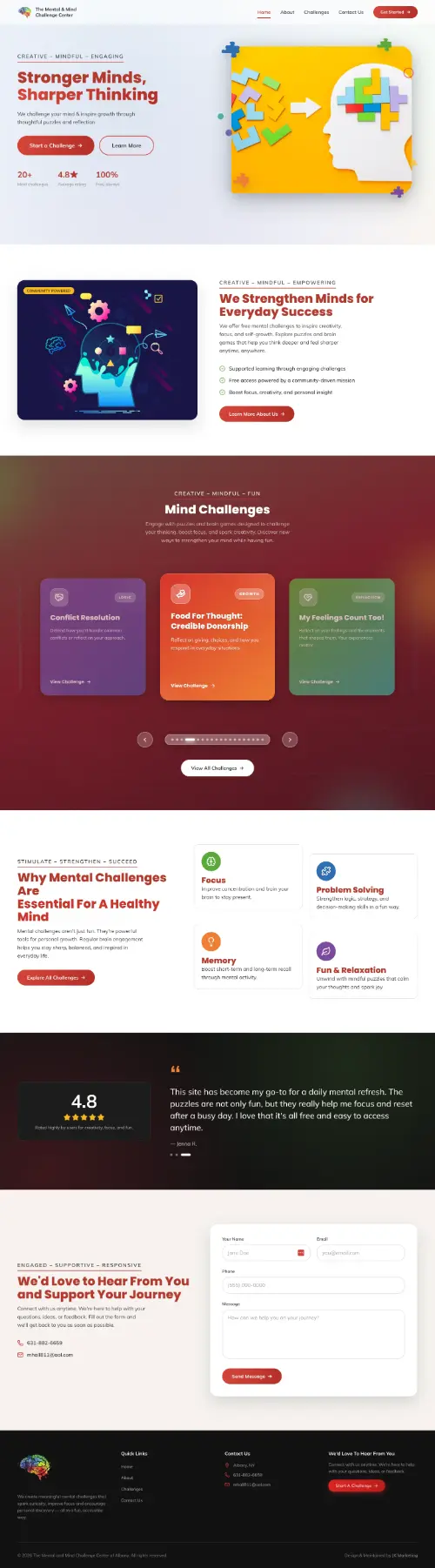 The Mental and Mind Challenge Center of Albani website