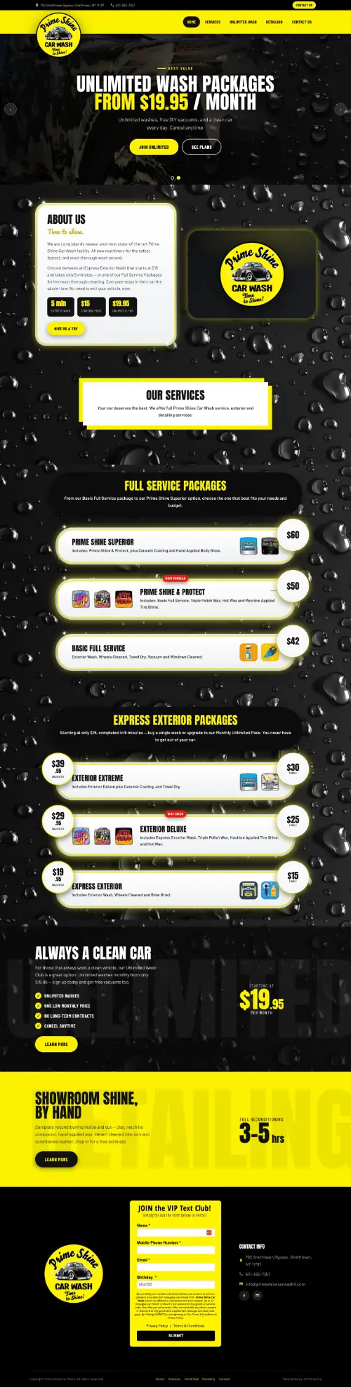 Prime Shine Car Wash website