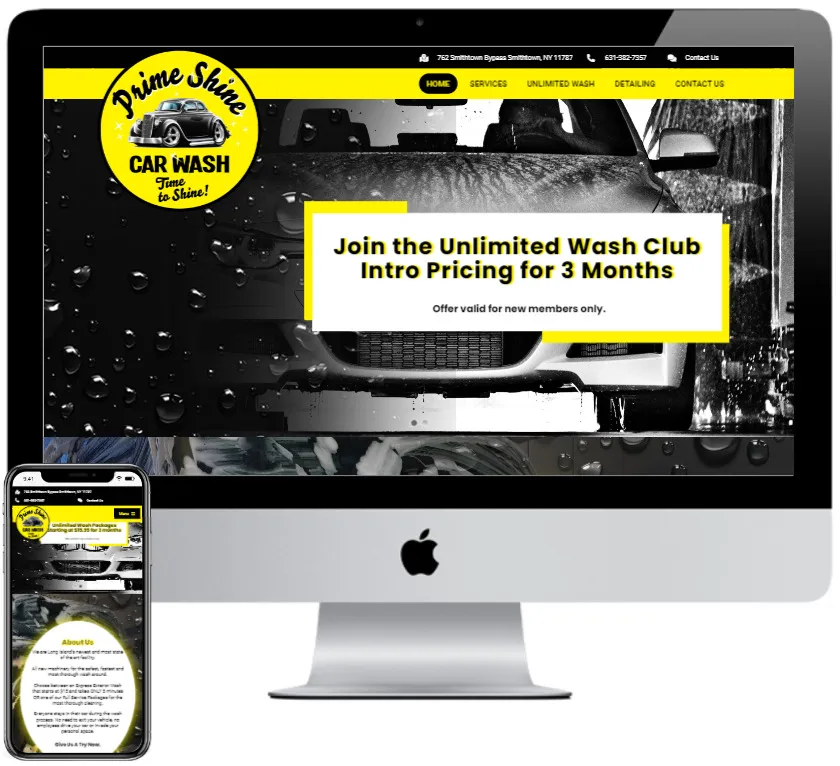 Prime Shine Car Wash website