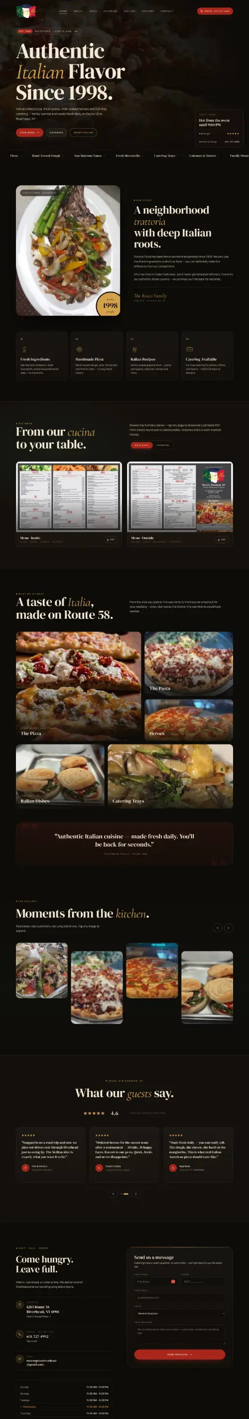 Rocco's Pizza website